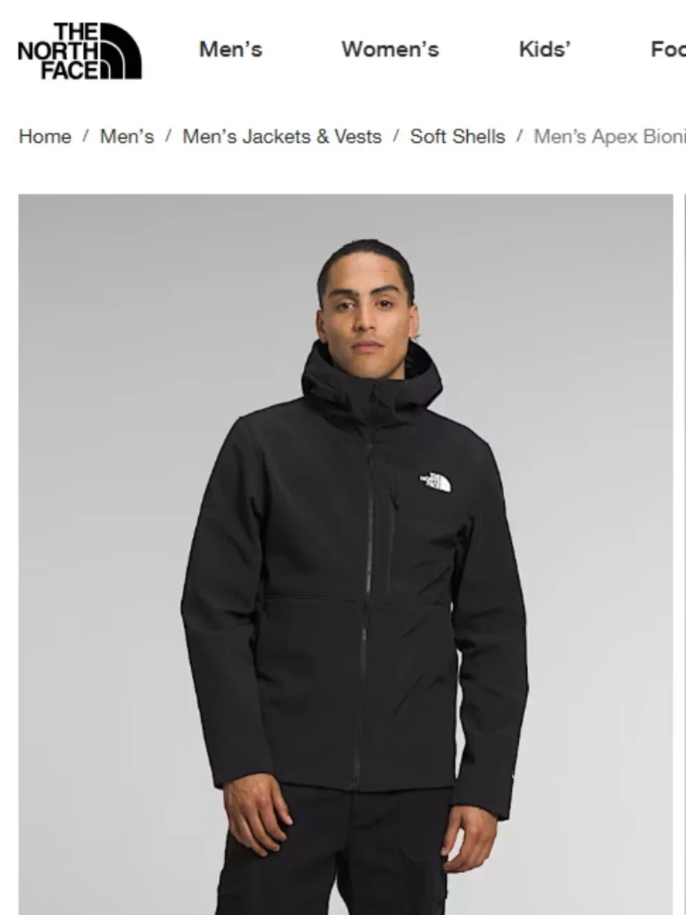 The North Face Men’s Large Apex Bionic 3 Hoodie Black NWT Soft Shell Hood Jacket